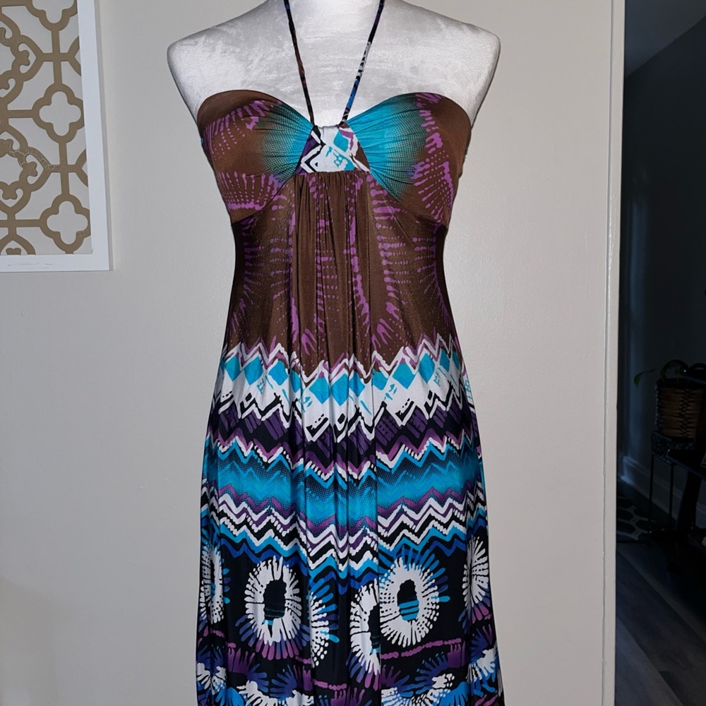Rue21 Strapless Blue and Brown Sundress Resort Wear